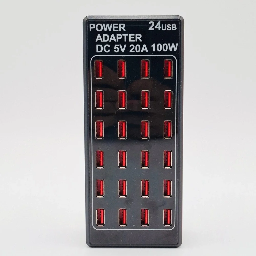 24-Port USB Charging Station Hub 100W 5V 20A Multi Device Charger Tested